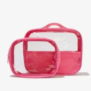 Beach Rio Travel Duo Pink Clear Cosmetic Toiletry Pouch Set NEW